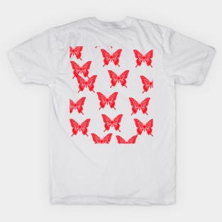 red butterfly abstract pattern design T-Shirt